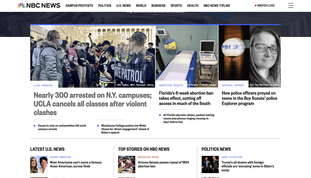 Le site web de NBC News.