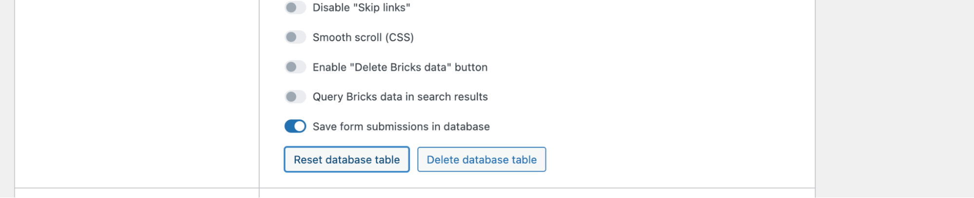 Formular-Datenbanktabelle zurücksetzen oder löschen