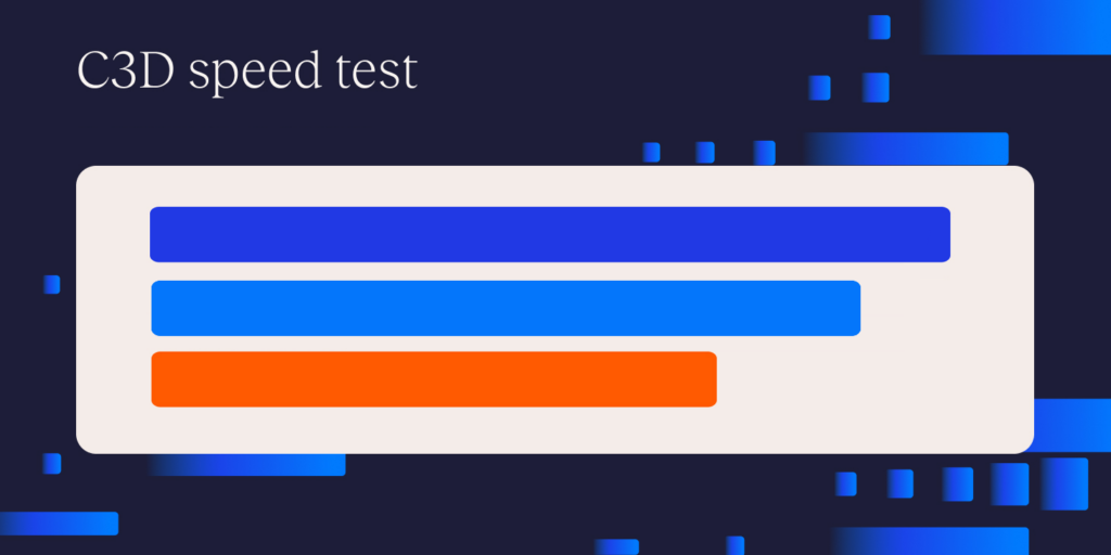 An illustration representing a bar chart and the words, 'C3D speed test.'