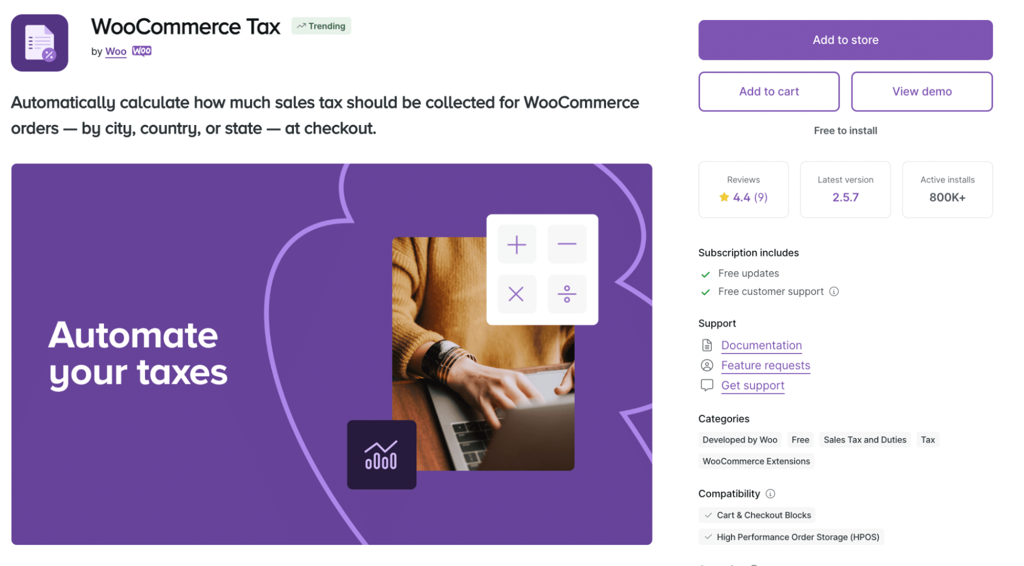 Extension WooCommerce Tax.