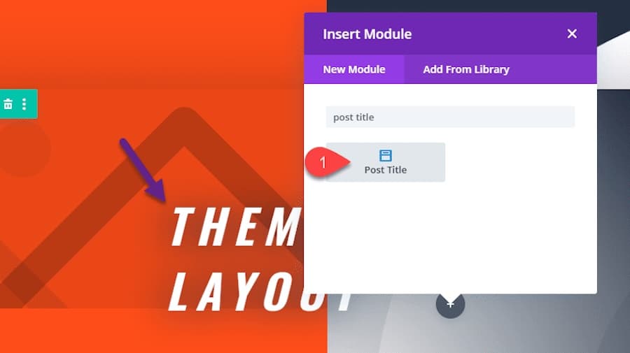Auswahl des Moduls Post Title zum Hinzufügen zu einer Beitragsvorlage in der offiziellen Divi-Dokumentation
