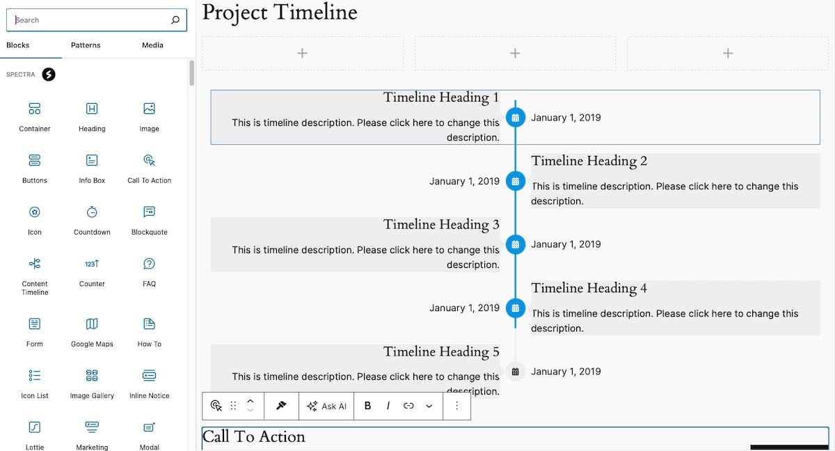 Per creare un nuovo template dell'Editor a blocchi basta fare un drag-and-drop.