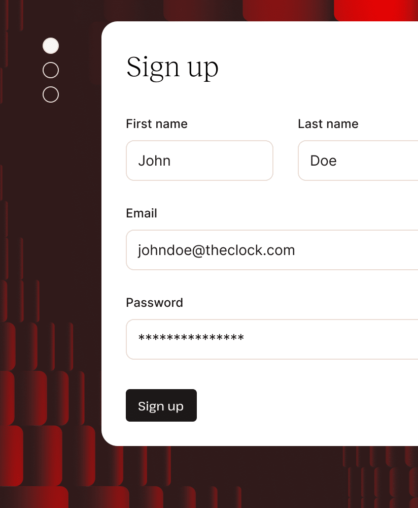 Screenshot showing the sign up form