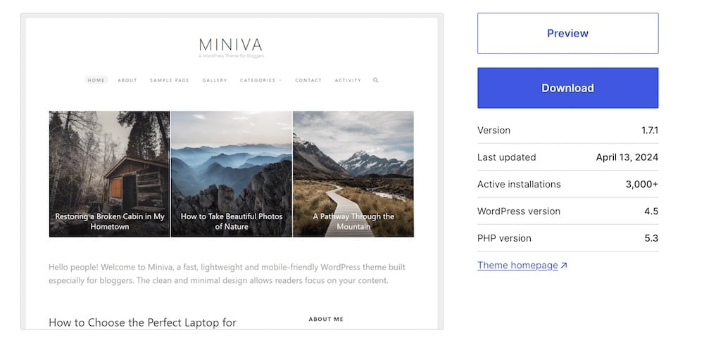 Miniva WordPress Theme