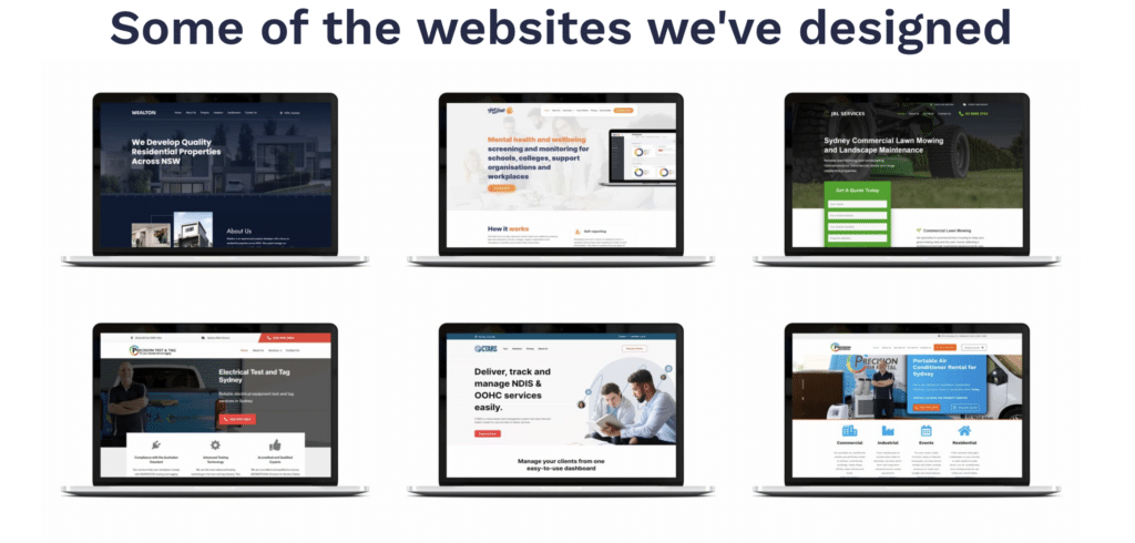 A display of six diverse websites designed by Paramark.