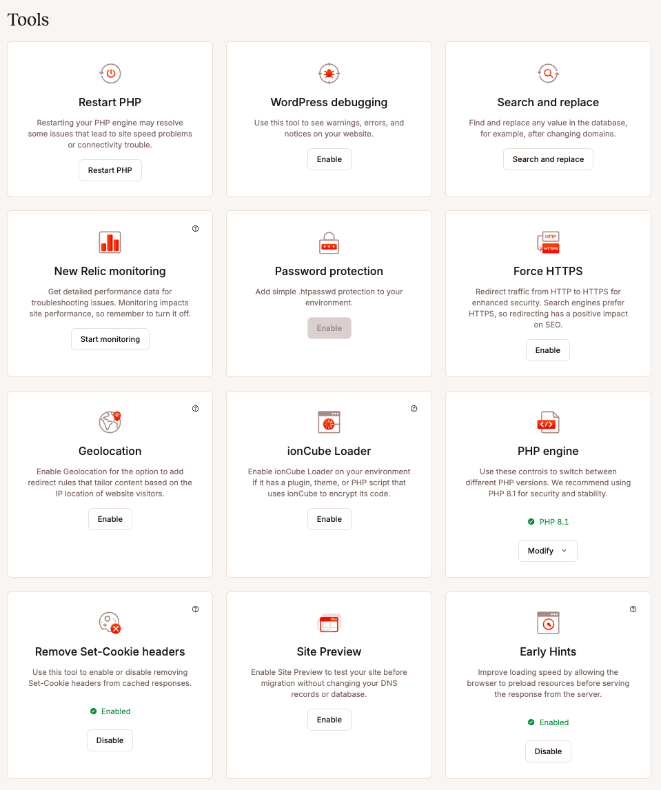 Outils personnalisés dans le tableau de bord de Mykinsta.