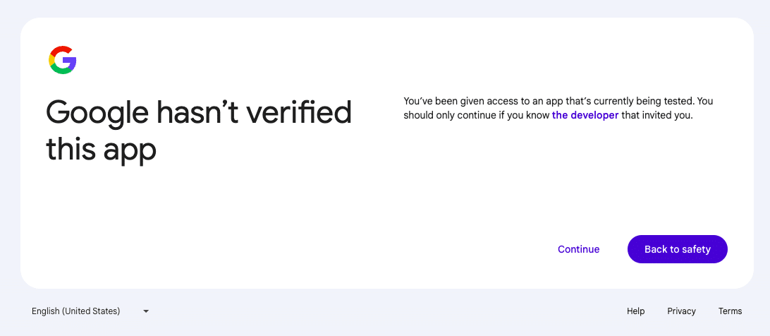 Google has not verified