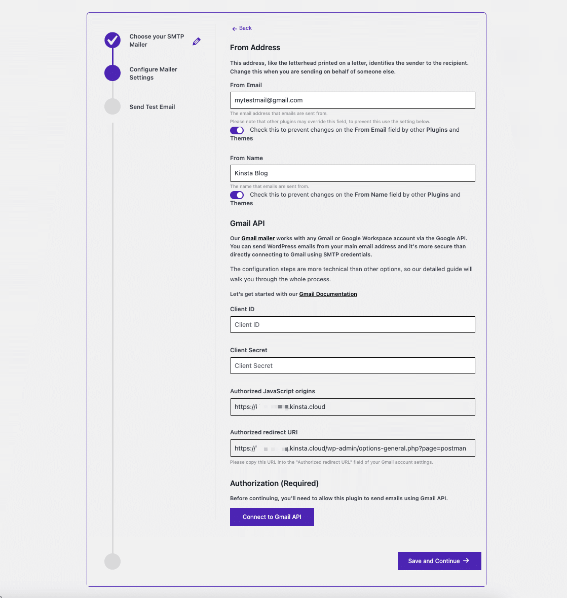 Configure mailer settings