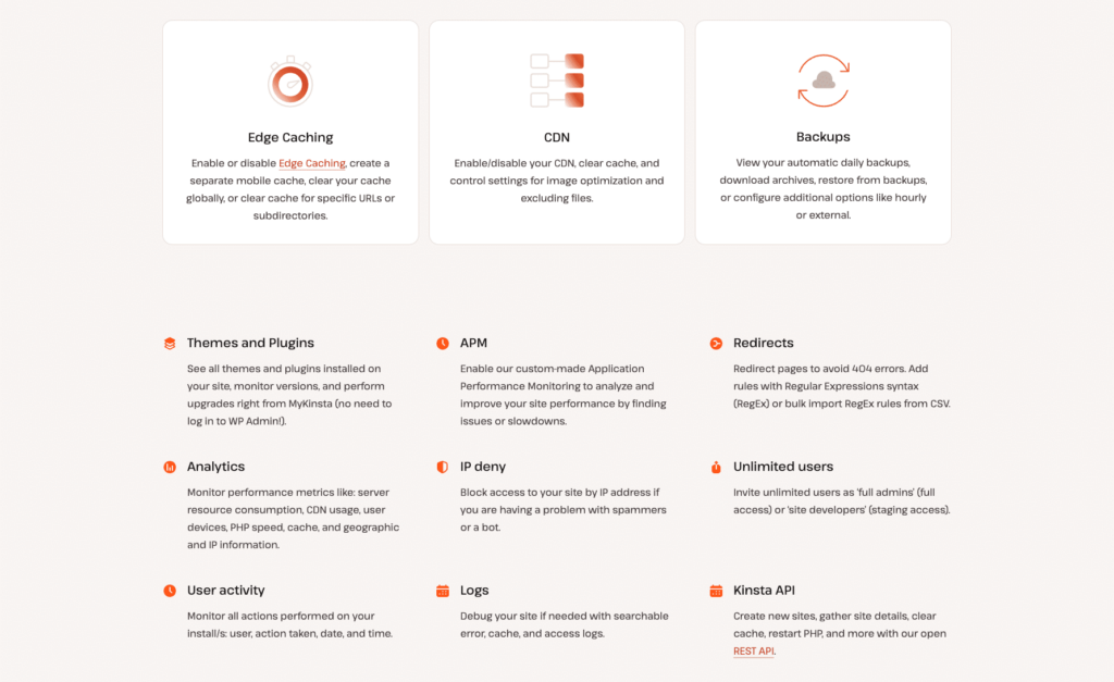 Outils et fonctionnalités de MyKinsta