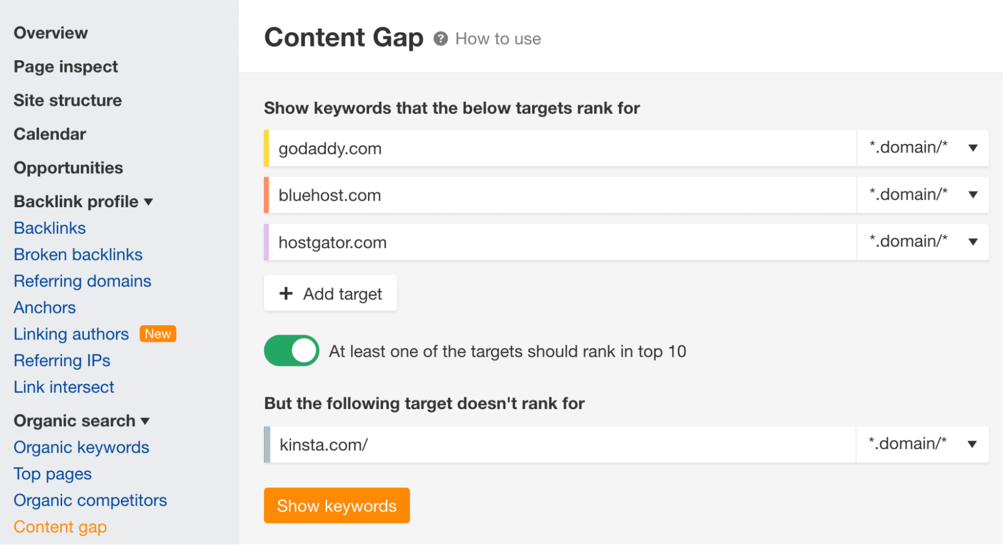 Ahrefs Content Gap