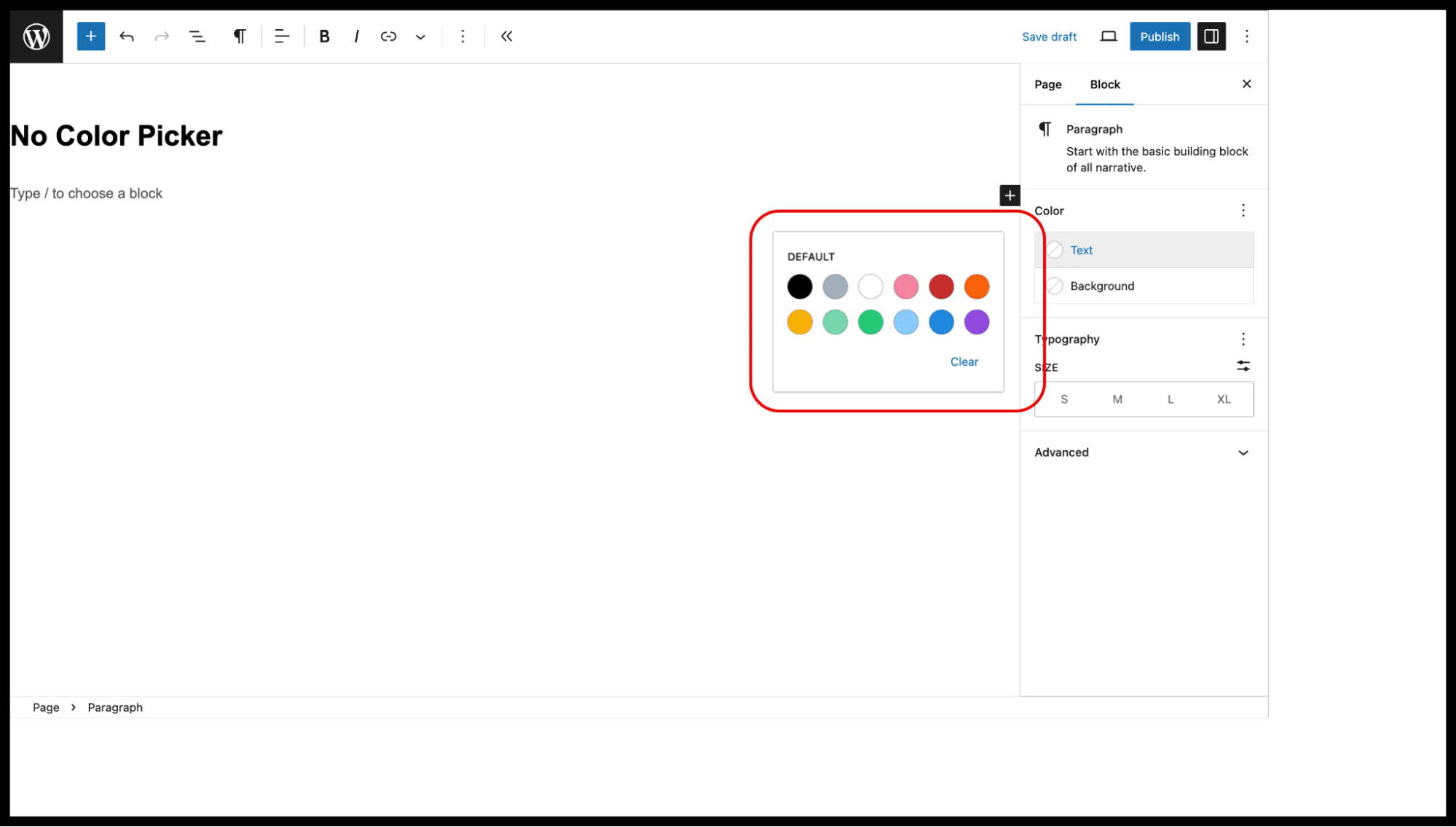 Disabling the color picker UI