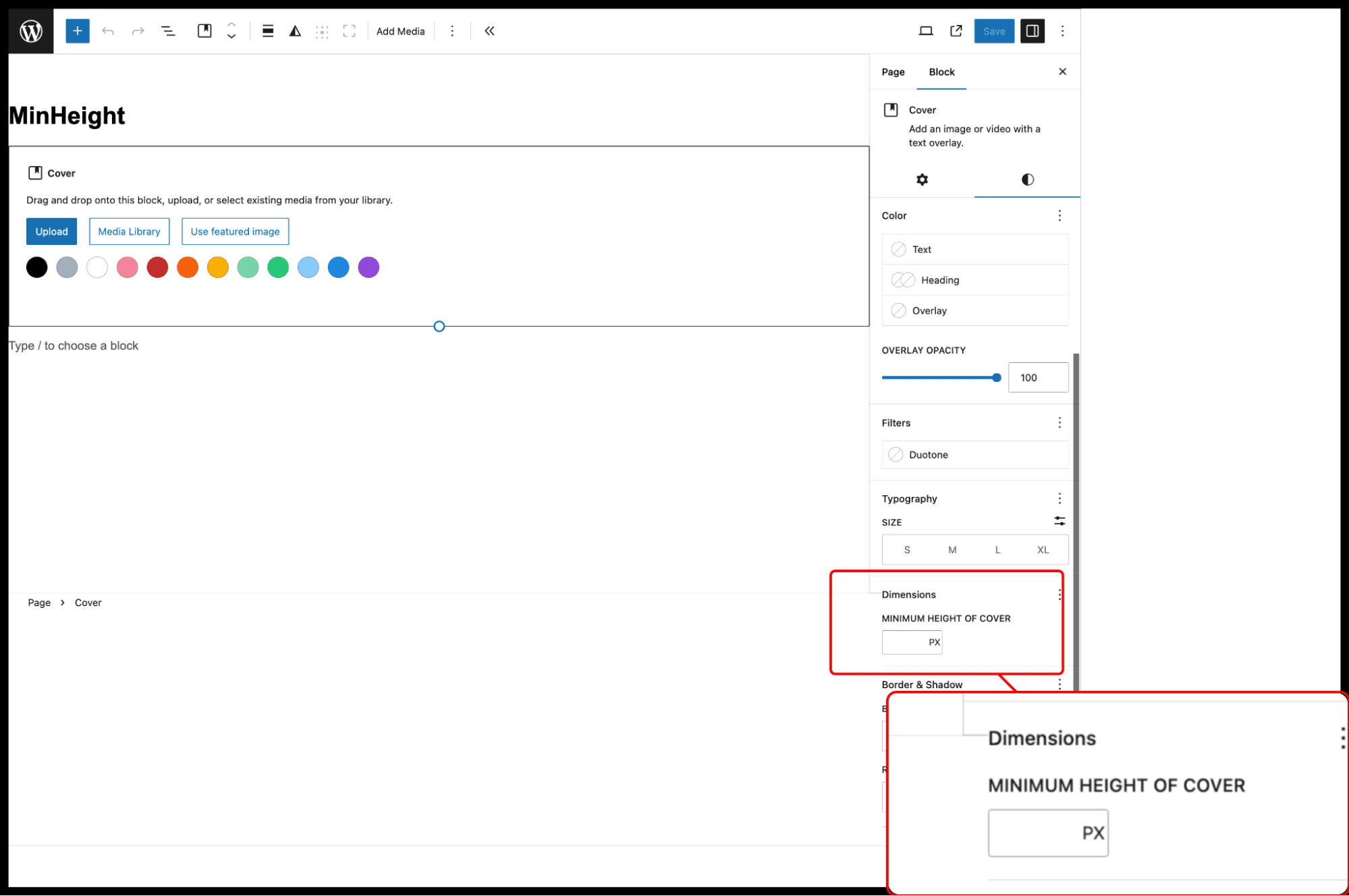 Minimum height set in the UI