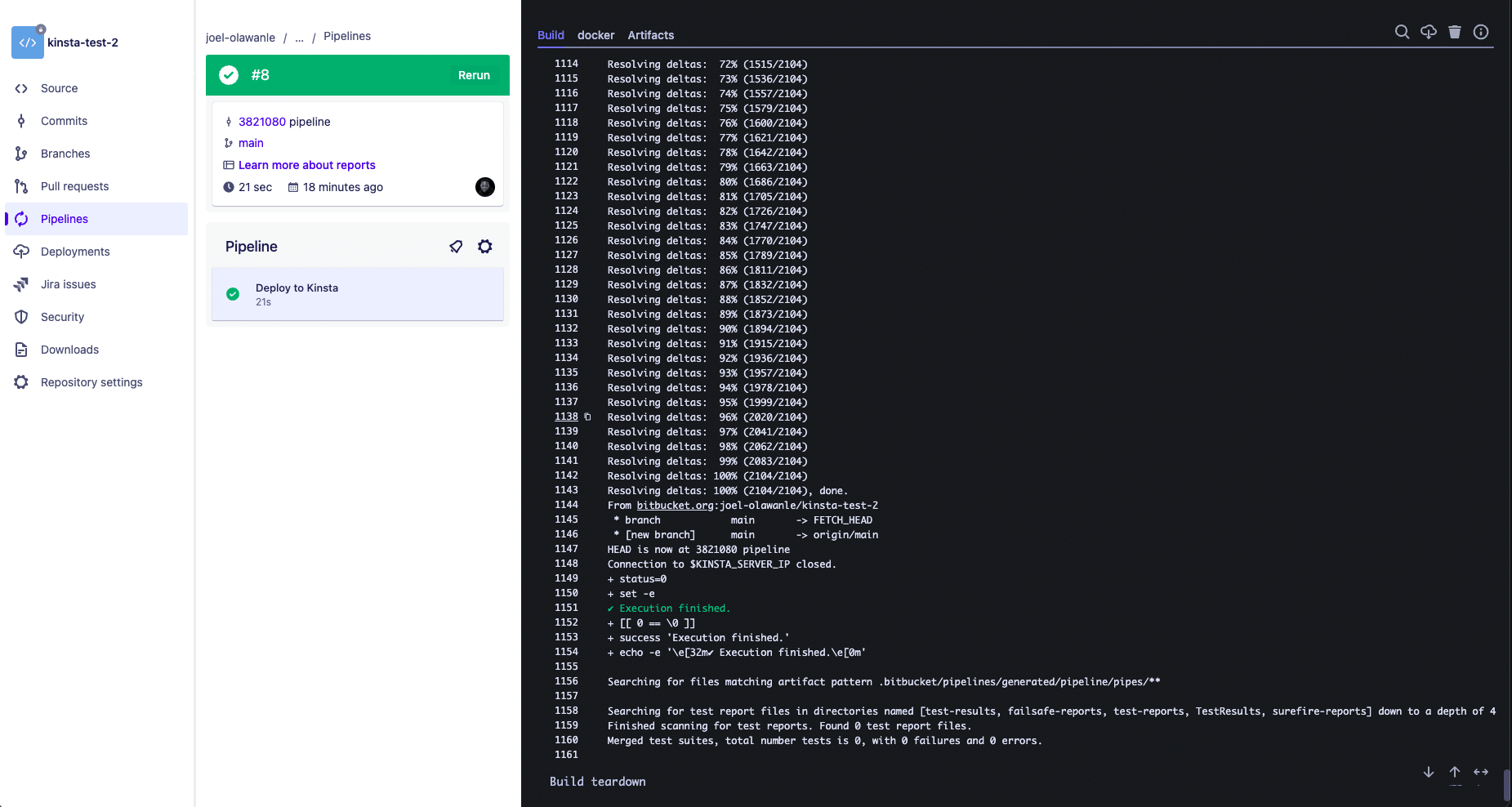 Bitbucket pipeline logs.