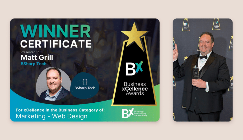 BSharp Tech wins the 2024 BX Business xCellence Award for Marketing - Web Design Business of the Year.