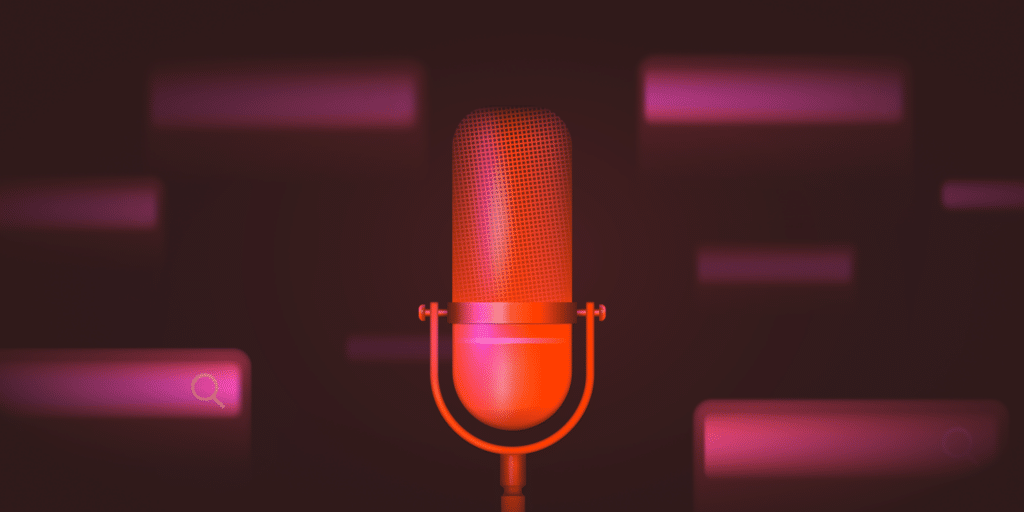 An illustration of a microphone representing Web search by voice.