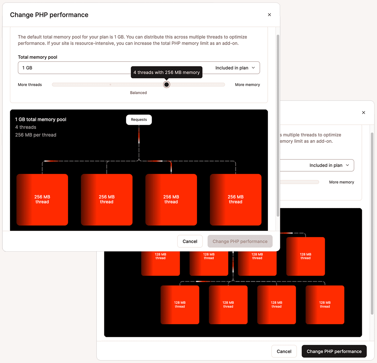 Screenshot van de PHP Performance Add-on tool in het MyKinsta dashboard.