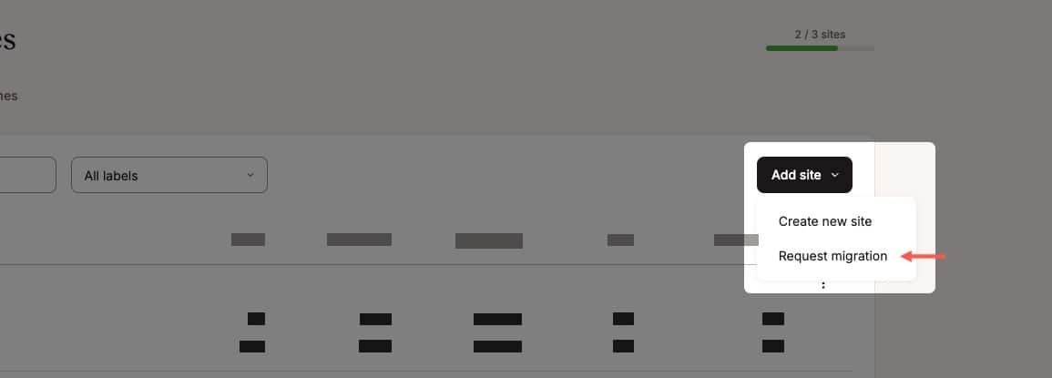 Request a site migration on MyKinsta.