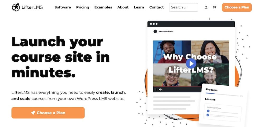 How schools can manage online assignments with WordPress 2 A screenshot of the website for the WordPress plugin LifterLMS for education.