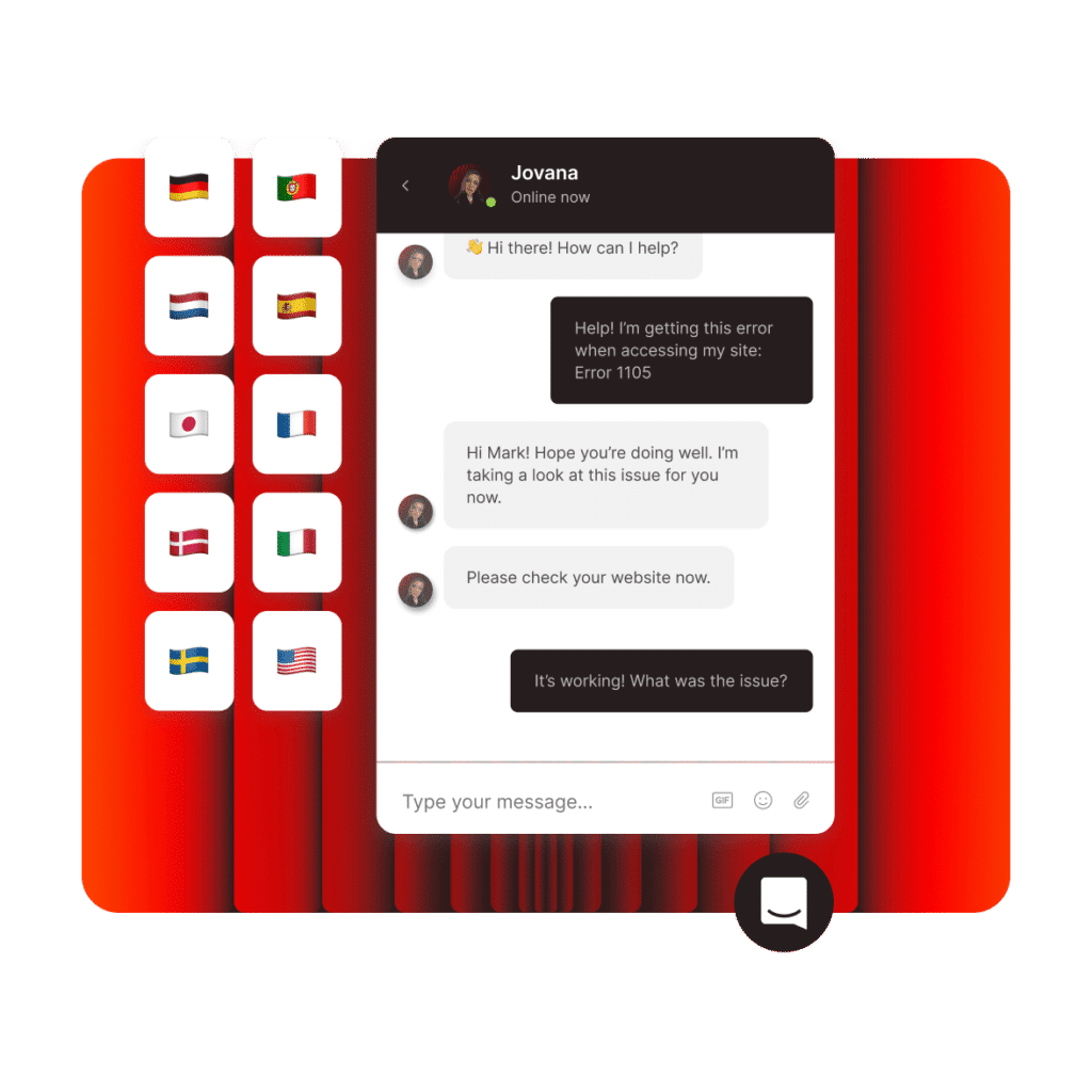 Screenshot Kinsta support chat