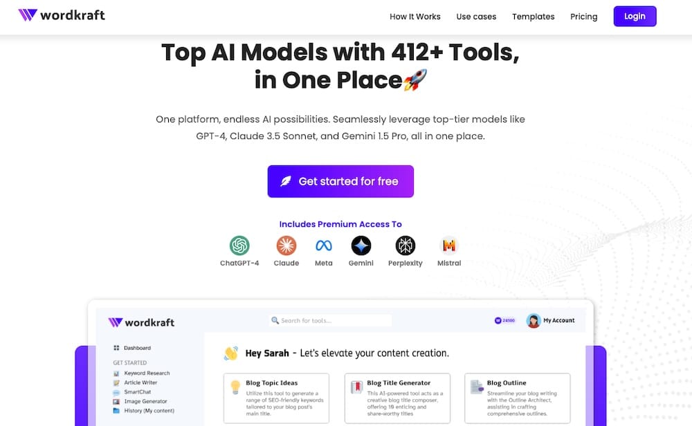 Wordkraft.ai website homepage