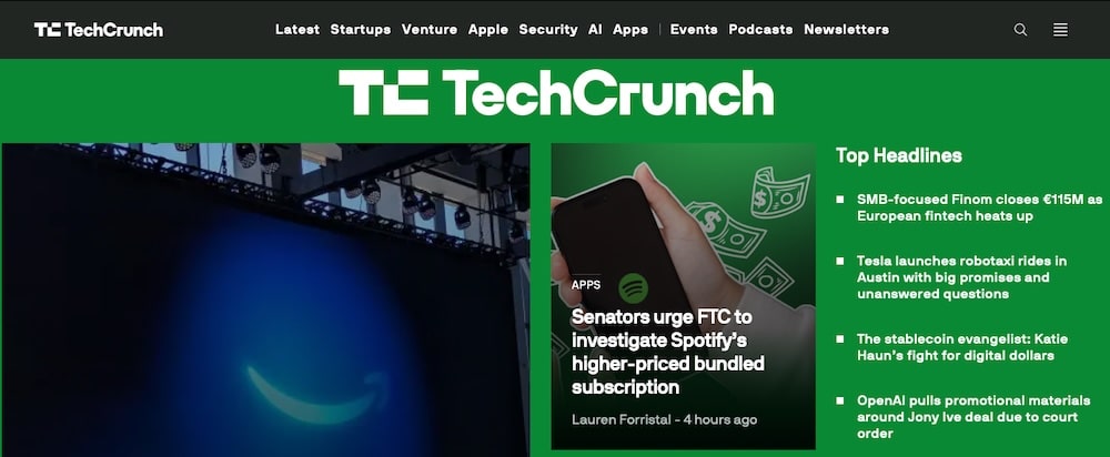 TechCrunch website 