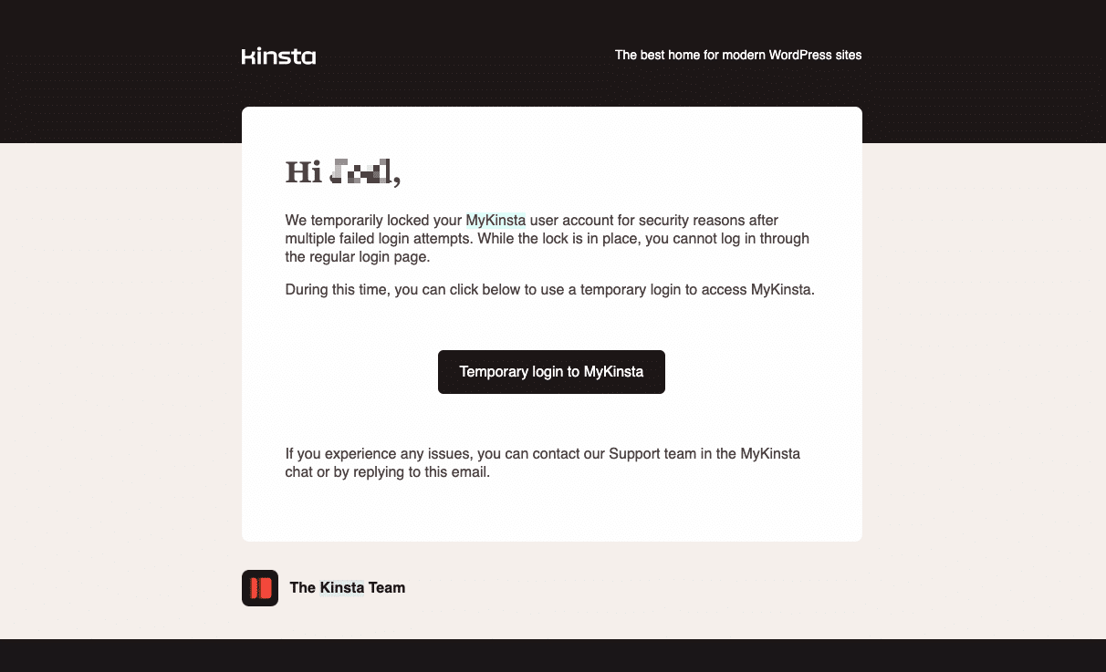 Account lockout email sent to users with a secure temporary login link.