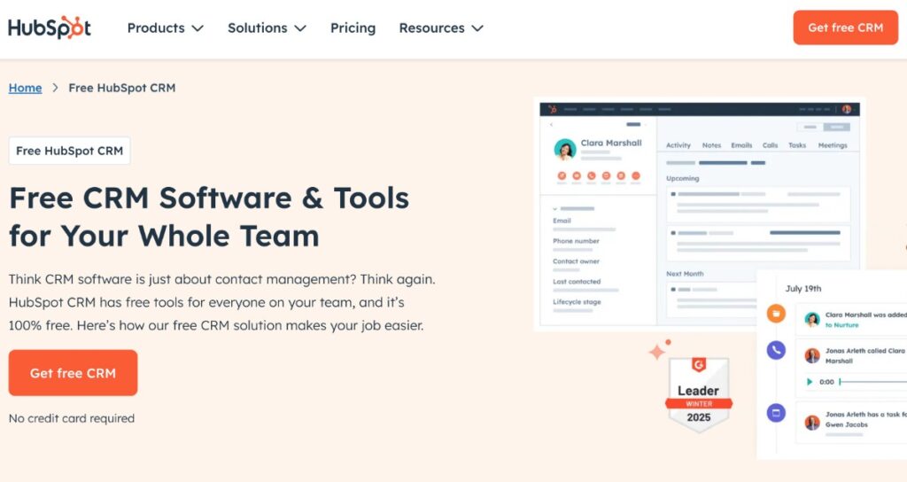 The HubSpot homepage.