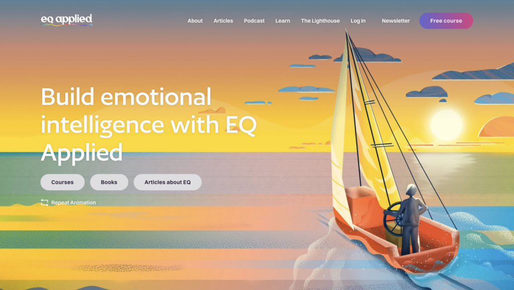 Main landing page of EQ Applied.