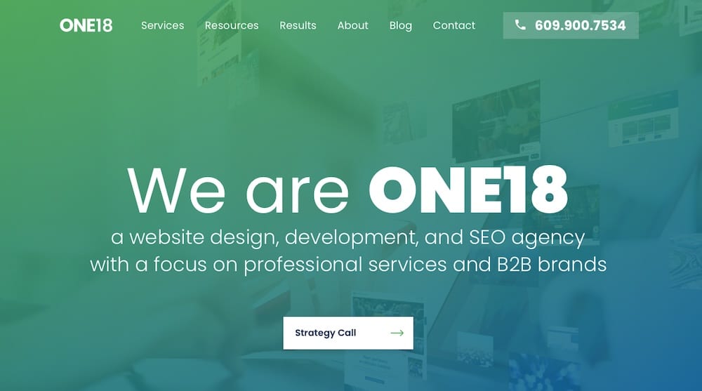 One18Media homepage