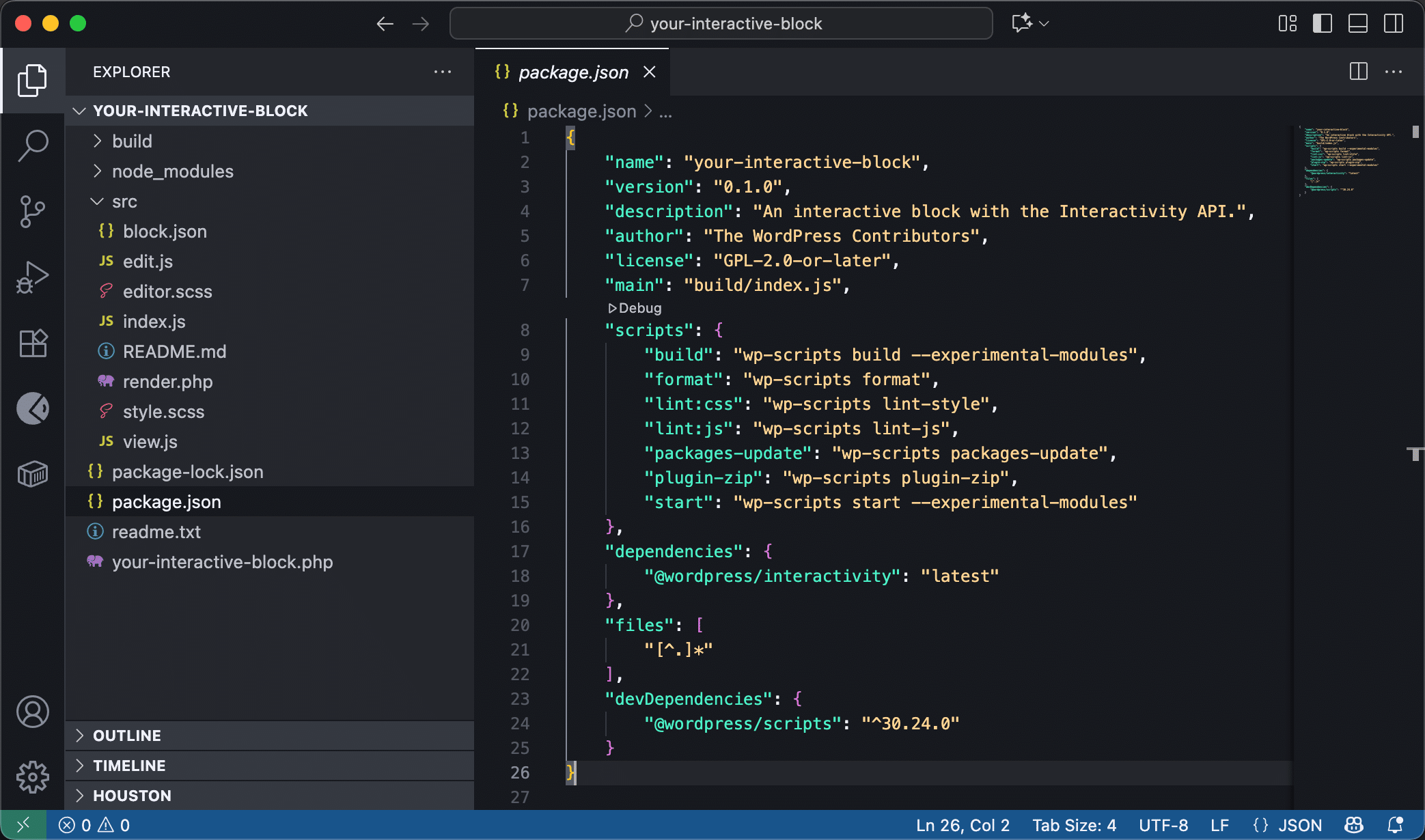 An interactive block in Visual Studio Code