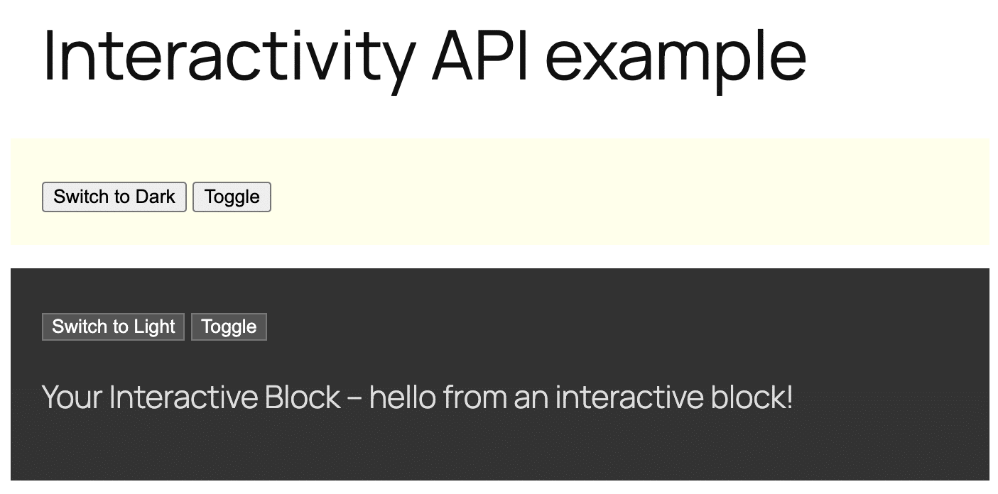 An example interactive block