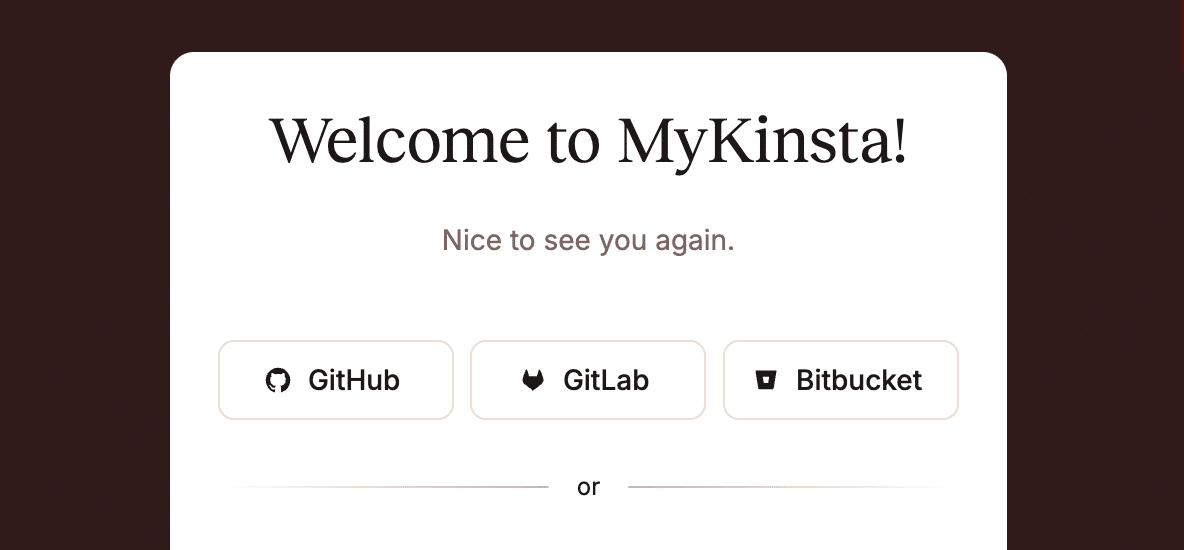 MyKinsta Social Login options