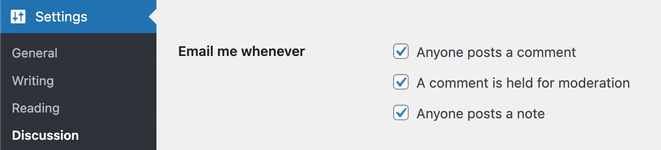 Email notification settings in WordPress 6.9