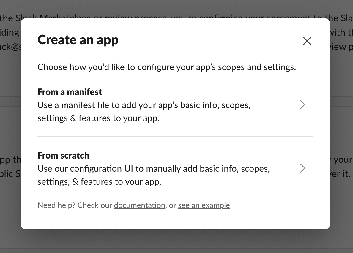 Create a Slack App from scratch.