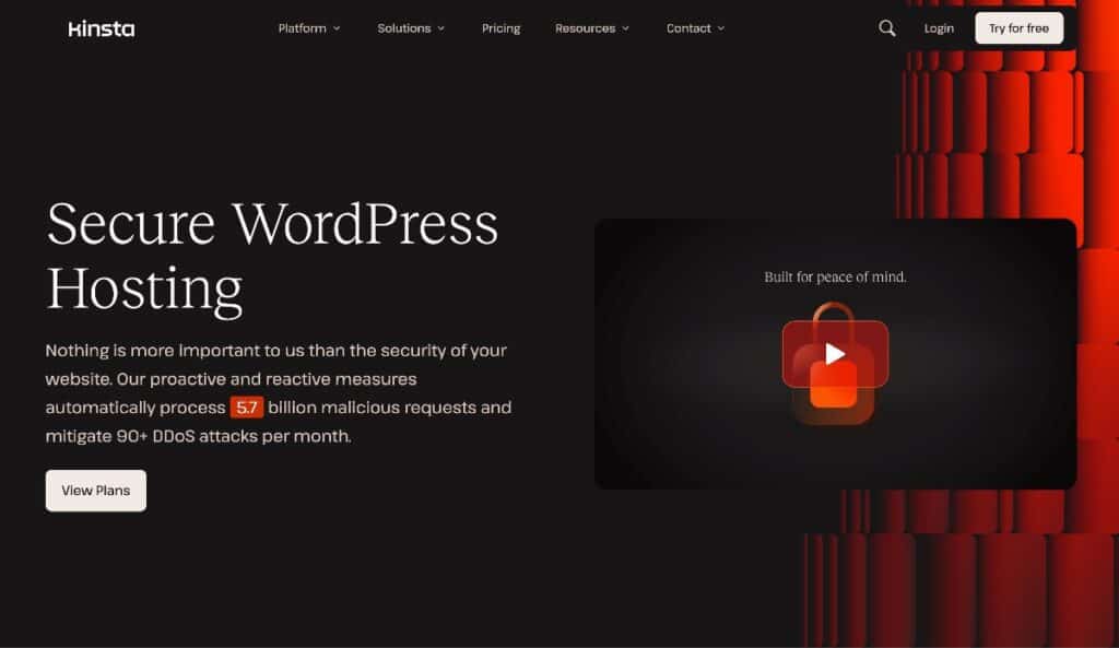 Kinsta's secure hosting feature page