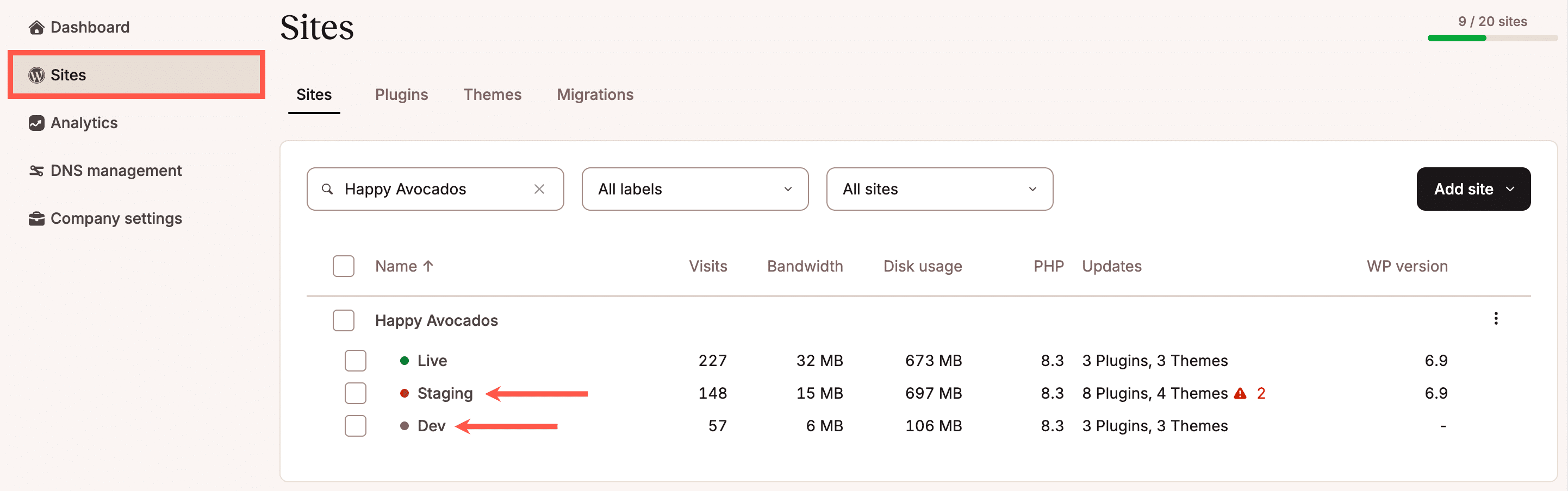 WordPress Hosting - Push Environments - Kinsta® Docs