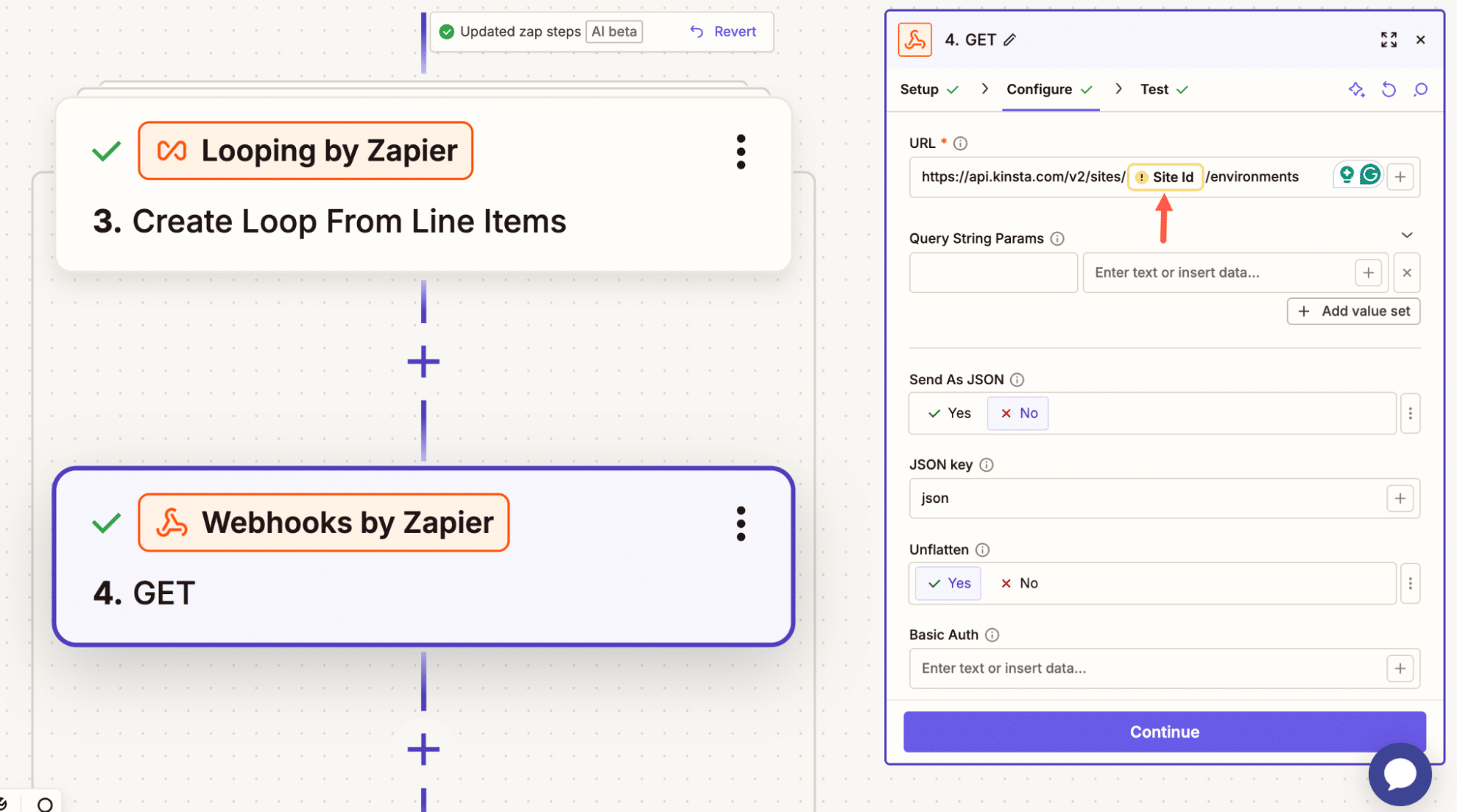 Pass variables zap request.