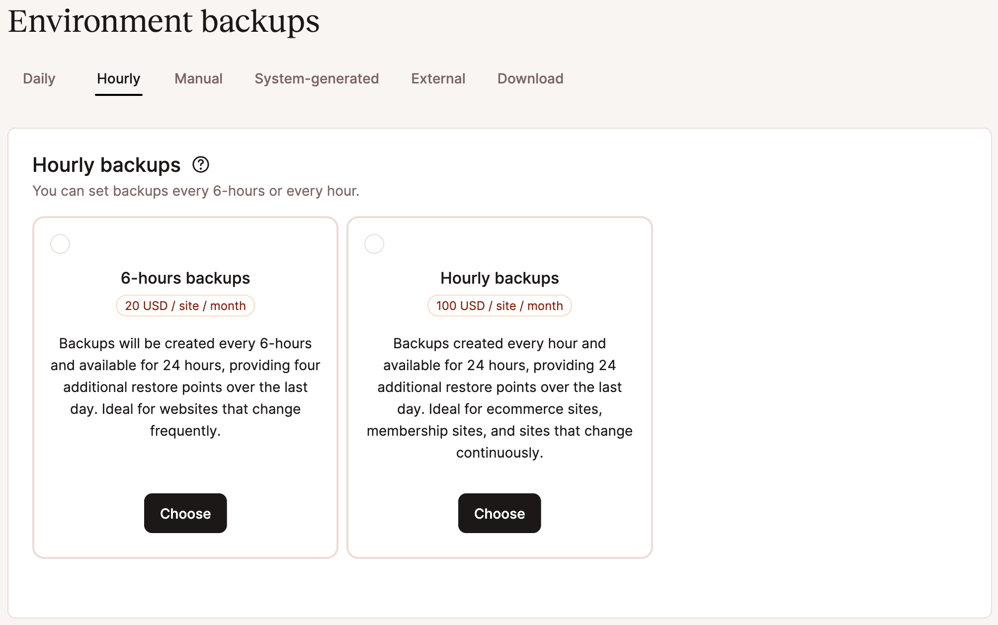 Les sauvegardes horaires sont disponibles en tant que module dans MyKinsta