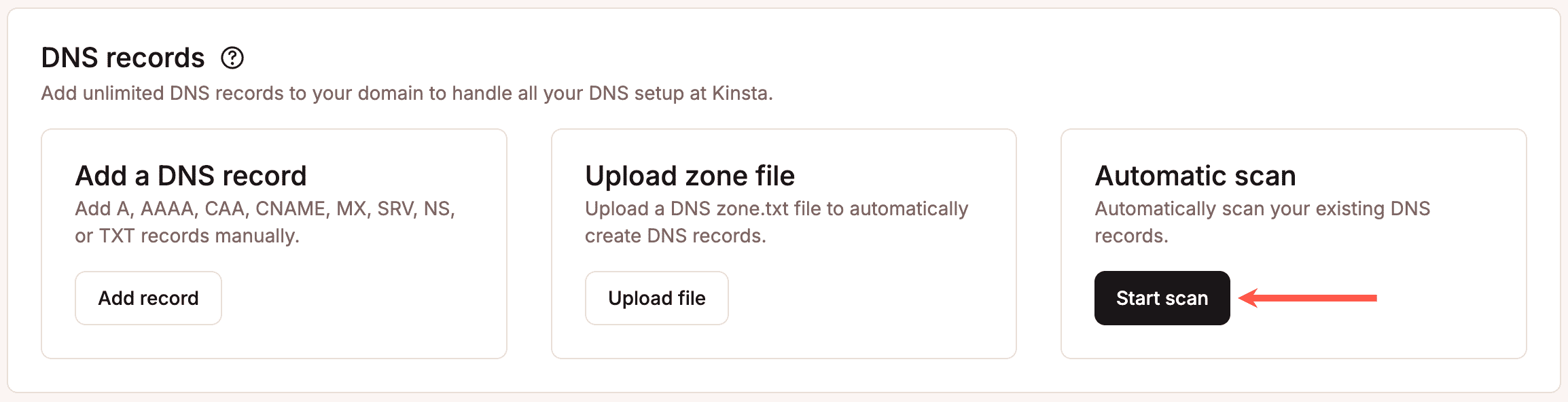 Automatic scan for DNS records