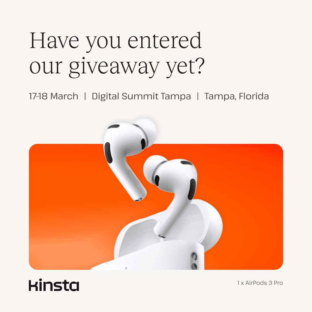 Kinsta's sweepstakes at Digital Summit Tampa
