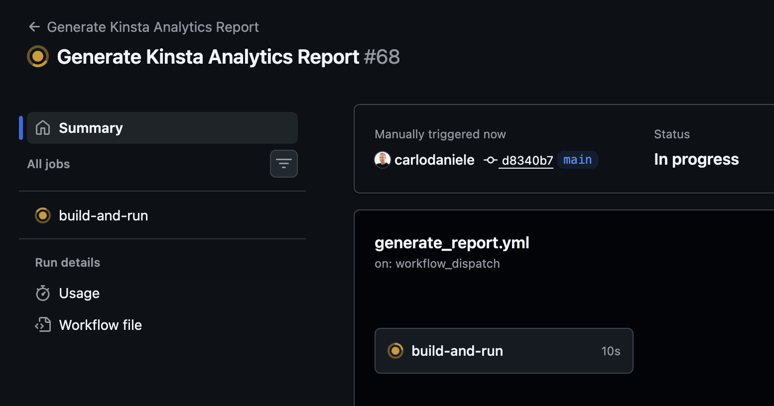 The Upload Report section provides the link to the PDF report.