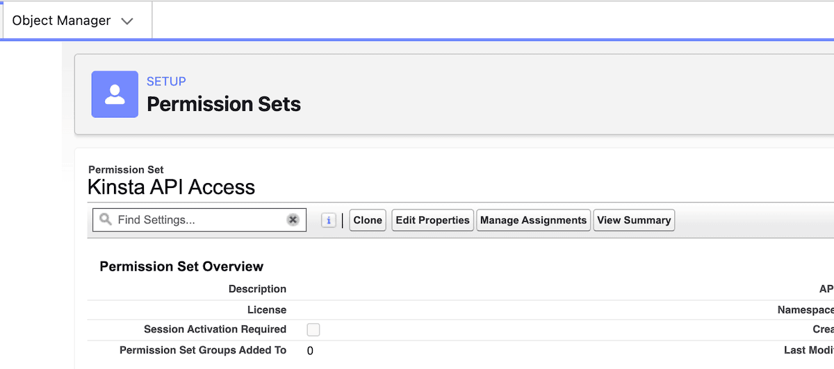 The Manage Assignments link in the Salesforce toolbar.