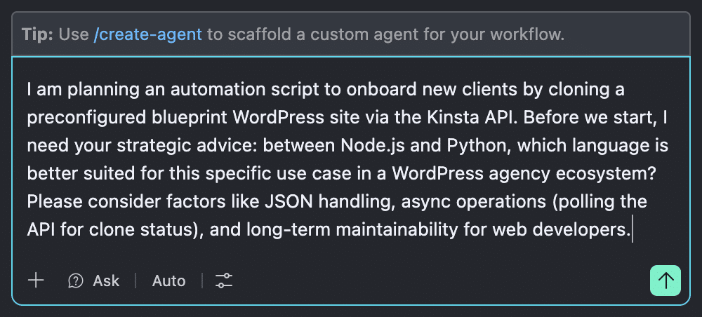 Copilot chat in Ask mode