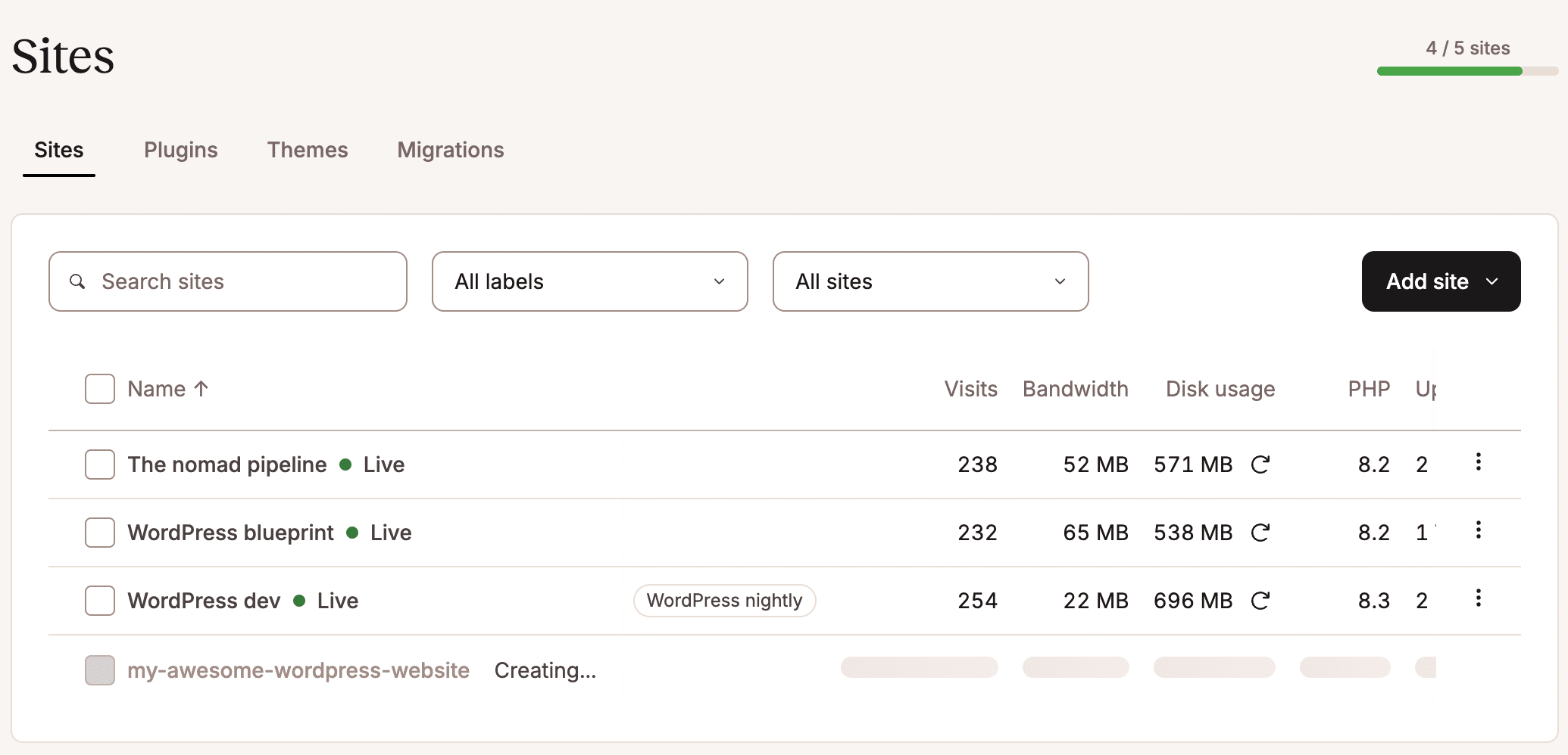 Cloning a WordPress website in MyKinsta