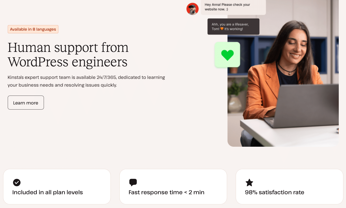 Kinsta support