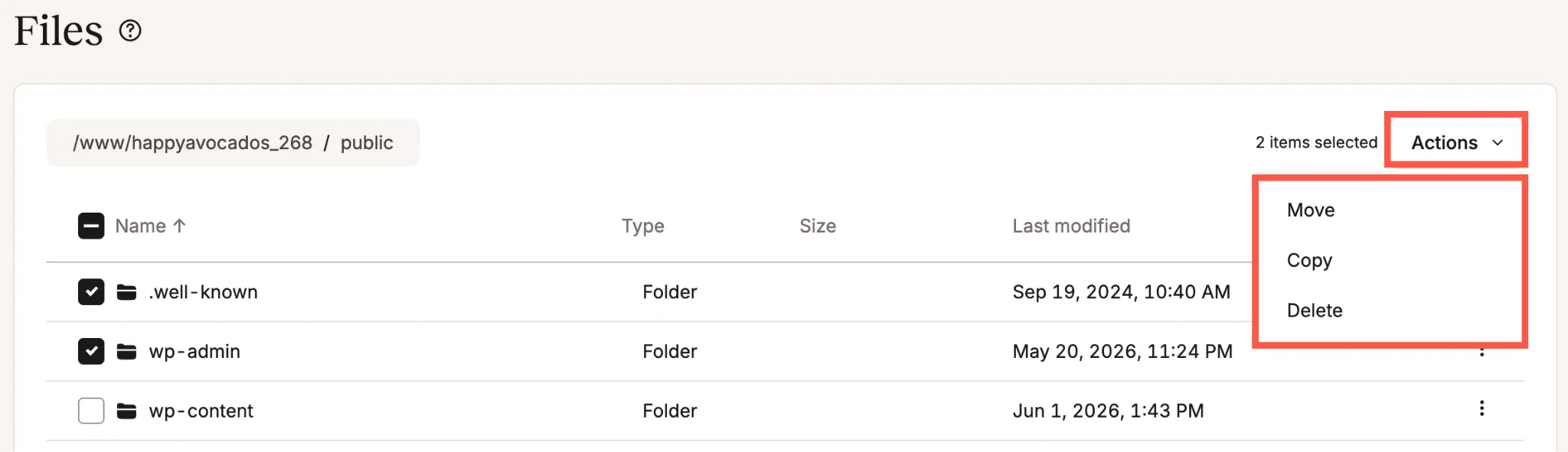 Bulk operations to move, copy and delete files & folders.