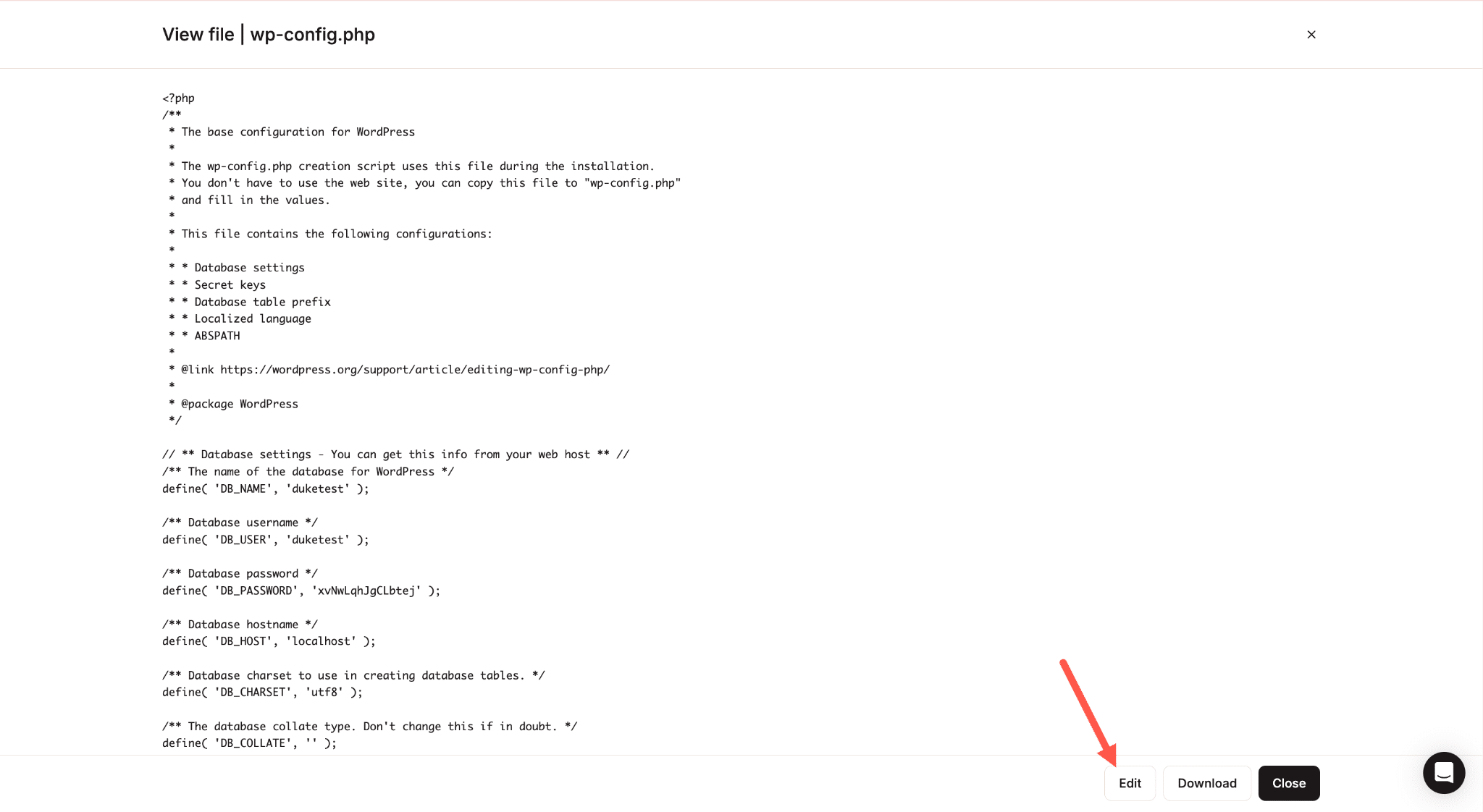 Edit wp-config.php file with MyKinsta file manager.