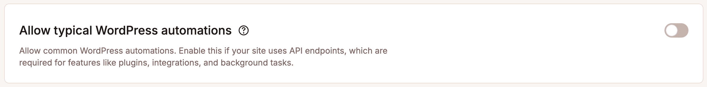 Allow typical WordPress automations