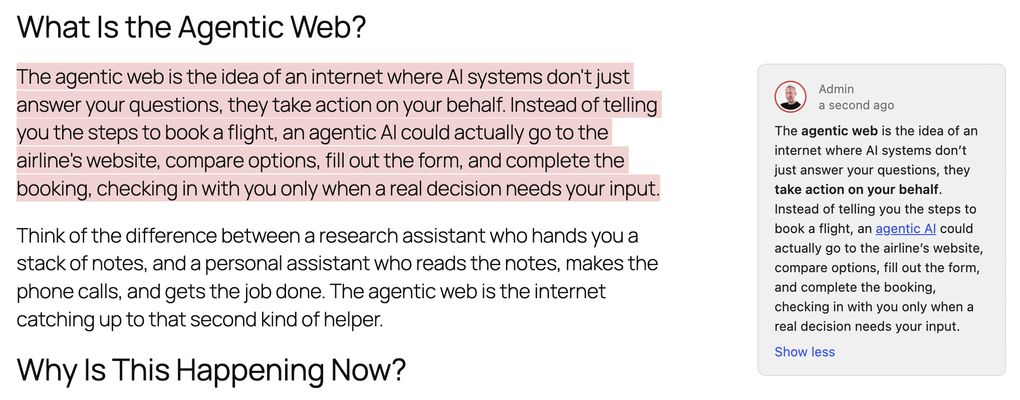 A toggle button shows/hide text in long for notes