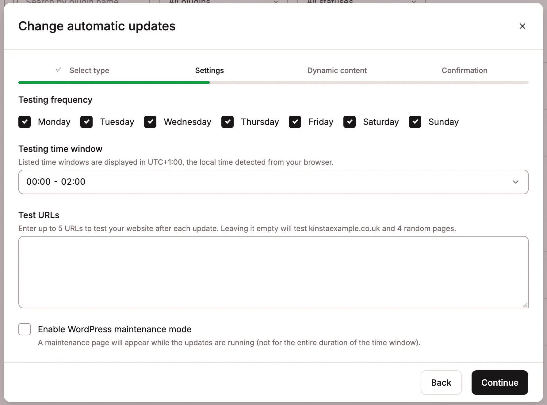 change automatic updates